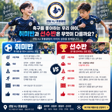 센텀 해운대 초등축구교실 취미반과 선수반은 무엇이 다를까요?